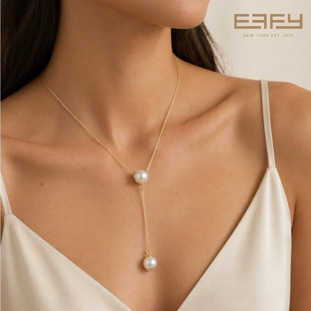Effy 14k yellow gold Drop Necklace with fresh water pearls new/Gift